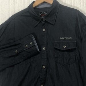 Hard Rock Guitar Company XL Button‎ Down Shirt Born To Rock Black